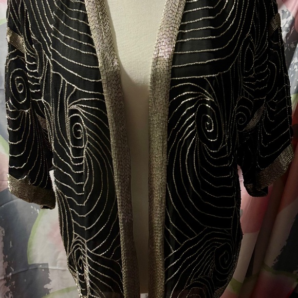 Silk, Rayon and Sequin VINTAGE Jacket - Picture 3 of 6
